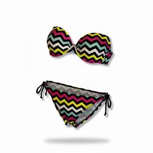 Chevron Strapless Bikini Set in Multicolor